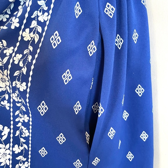 Vintage Alfred Shaheen Signed Blue White Spring Summer Midi Dress Size 12 (4/6) - Picture 10 of 15